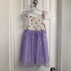 Cat & Jack Girls' Adaptive Flutter Sleeve Tulle Dress Heart Almond Cream Size XS